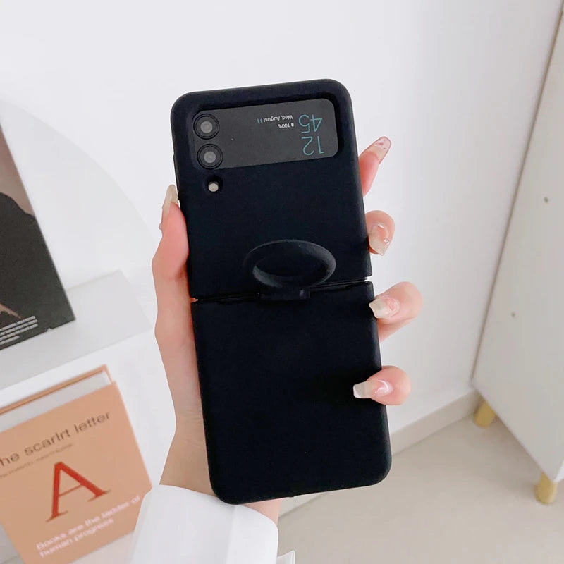 Liquid Silicone Ring Holder Case for Samsung Galaxy Z Flip 3 4 5G Flip4 Flip3 Flip2 Flip1 Foldable Full Protection Fashion Cover