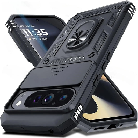 Slide Camera Protect Cover For Google Pixel 10 ProXL 9 8 7 Pro Magnetic Ring Holder Shockproof Armor Phone Case For Pixel 6 7 8A