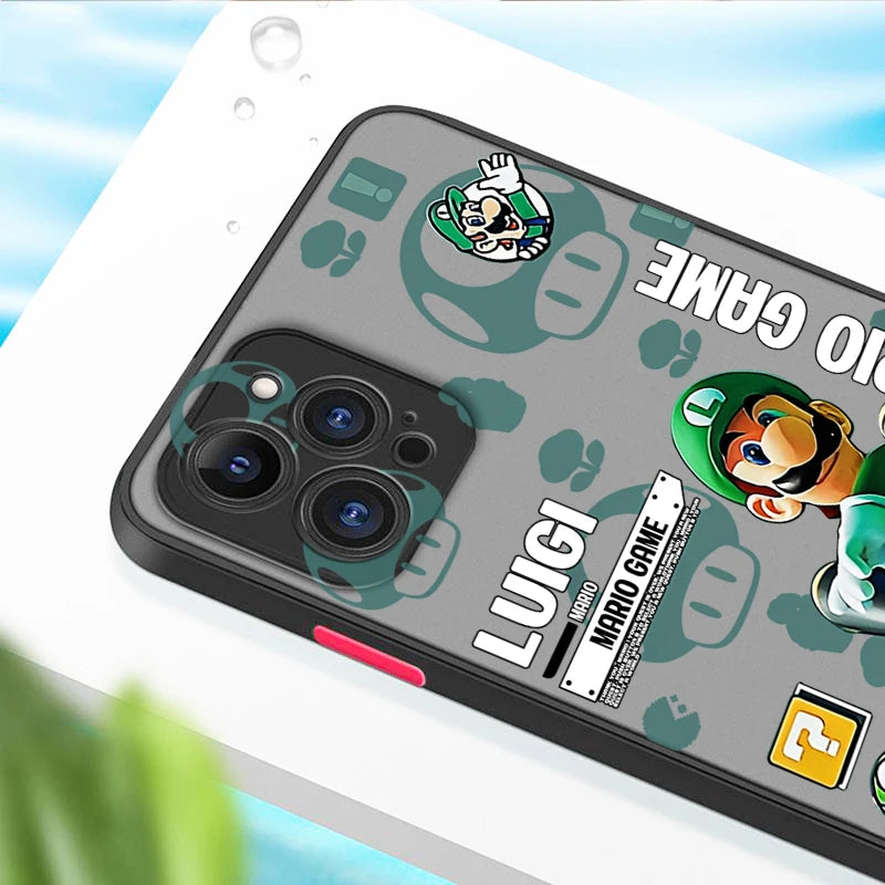 Childhood M-Marios Brave Game Frosted Translucent For Apple iPhone 16 15 14 13 12 11 XS XR X Pro Max Plus Mini Cover Phone Case