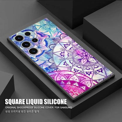 Mandala Luxury Case for Samsung Galaxy S20 S21 5G S24 Ultra S21 FE S23 Ultra S22 Plus S20 Plus S21 Plus S23 Black Soft Cover