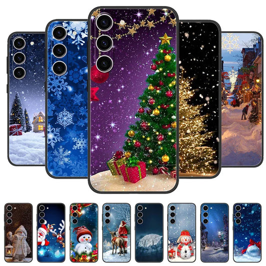 Christmas Painted Cover For Samsung Galaxy S24 S23 S22 Ultra Plus Case Silicone Soft Fundas For Samsung S23 Ultra Phone Cover