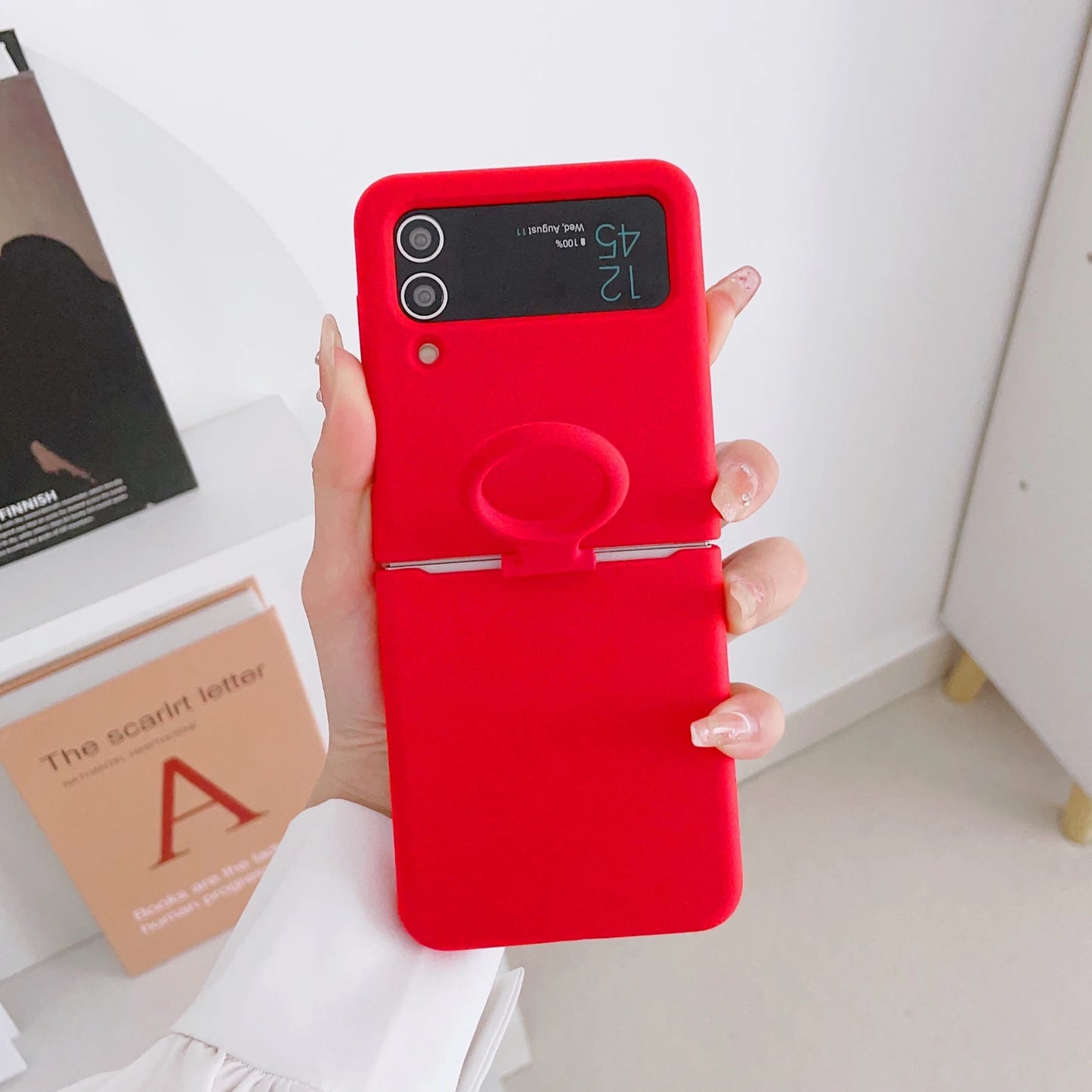 Liquid Silicone Ring Holder Case for Samsung Galaxy Z Flip 3 4 5G Flip4 Flip3 Flip2 Flip1 Foldable Full Protection Fashion Cover