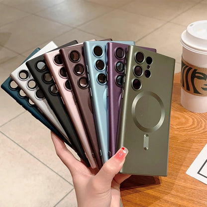 Original For Magsafe Magnetic Silicone Case For Samsung Galaxy S25 S23 S22 S21 S24 Ultra Plus Matte Cases Wireless Charge Cover