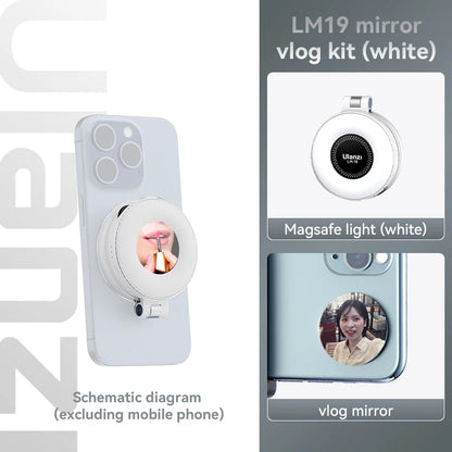 Ulanzi LM19 Mobile Phone Selfie Light Bi-color Pocket LED Magnetic Mini Ring Lamp Photography For iPhone 16 15 Apple 14 13 Pro