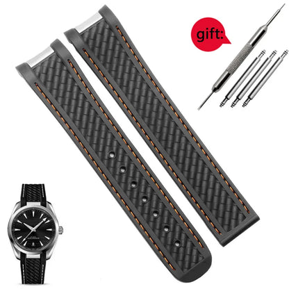 Rubber Watchband For Omega AT150 Seamaster 300 AQUA TERRA Diving watches straps Black Blue Silicone Watch Strap 20mm bracelet