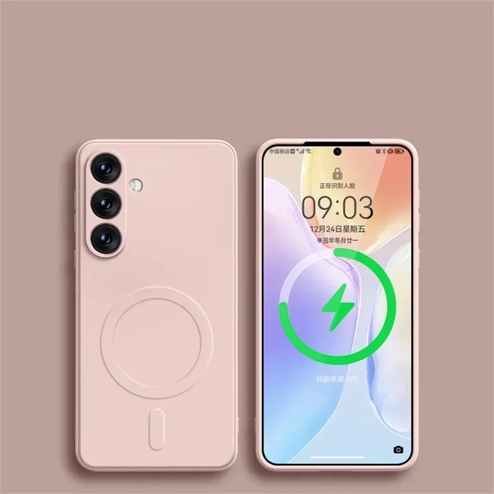 Original Liquid Silicone Magnetic Wireless Charge Case For Samsung Galaxy S25 S24 S23 S22 S21 Ultra For Magsafe Shockproof Cover