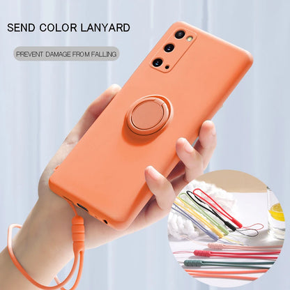 Ring Holder Magnetic Case For Samsung Galaxy S21 S22 Ultra S20 S21 FE S10 Plus Note 20 S9 Plus Soft Liquid Silicone Stand Cover