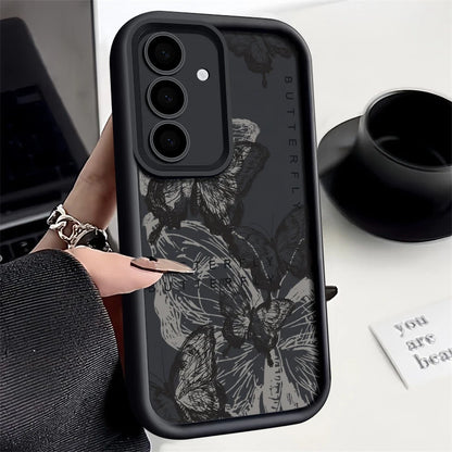 Ink Butterfly Case For Samsung Galaxy S25 Edge S25 S24 S23 S22 Ultra S21 S24 FE A14 A34 A15 A35 A53 A54 A56 5G TPU Phone Cover ﻿
