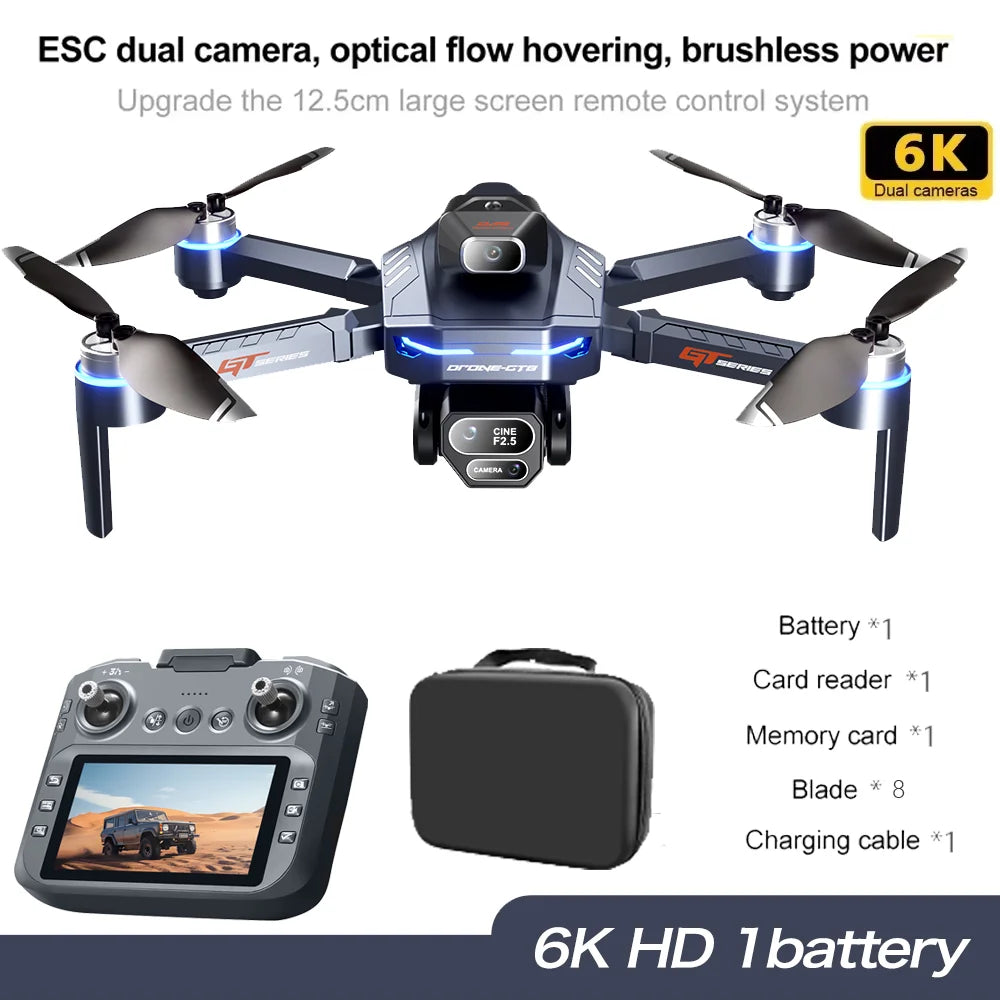 NEW GT8 Drone GPS Professional 8K Camera Aerial FPV Avoiding Obstacle with Large Screen Remote Control Folding RC Dron Toys Gift