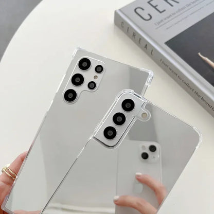 Makeup Mirror Phone Case For Samsung Galaxy S21 S22 S23 Plus Shockproof Back Cover For Samsung S25 S24 S23 S22 Ultra Mirror Case