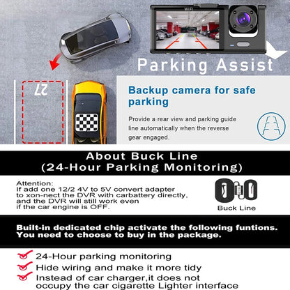 3 Camera WIFI Dash Cam Cabin Car Dvr 1080P Interior Vehicle Three Way Channel Dvrs Recorder Video Registrator Dashcam Camcorder