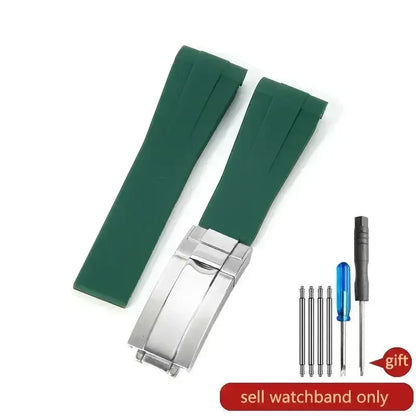 For Rolex Silicone Watch Accessories Original GMT Black Submariner Green Submariner Curved Interface Watch Strap 20 21mm