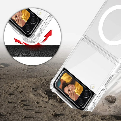 Magnetic Transparent For Samsung Galaxy Z Flip 3/4/5 Magsafe  Case Durable Air-Cushioned Support Wireless Charging Phone Case