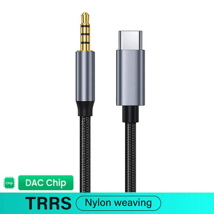 USB C to 3.5mm Jack AUX Audio Cable Car Speaker HiFi Headphone Headset Adapter For iPhone 16 Pro Samsung 0.5m Short 2m 3m Long