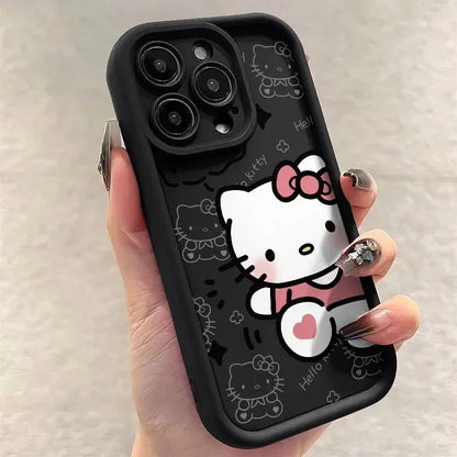 Ins Lovely Hello Kitty Phone Case For iPhone 16 Pro Max 15 14 13 12 11 Xr Xs Max 7 8 PLUS Y2K Cartoon Anime Anti Fall phone Case