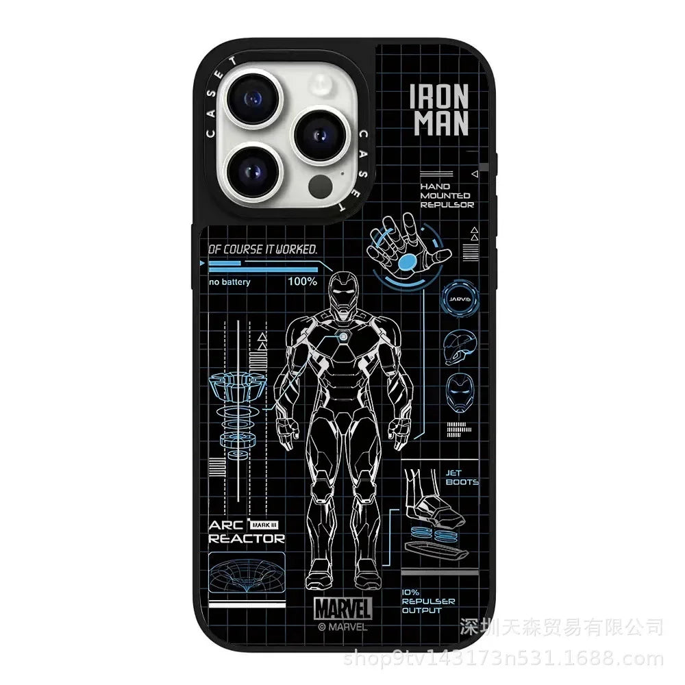 Trendy Brand CAS Co-branded Avengers for Iphone16pro max Marvel Character Phone Case Anti-fall Mirror Spider-Man Birthday Gift
