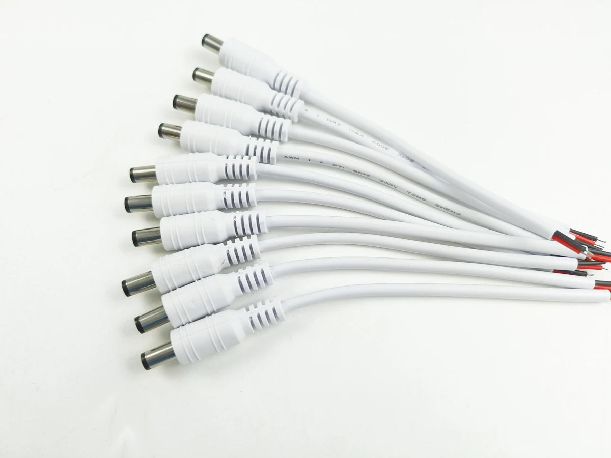 1/5/10 Pcs 5.5x2.1mm DC Male Female Power Plug Cable Wire Jack Adapter Connector for CCTV Single Color 3528 5050 LED Tape Light