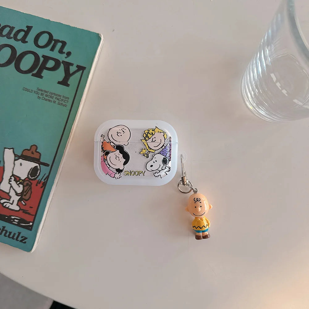 Cute Cartoon Snoopy Charlie Brown Earphone Case For Airpods 4 1 2 3 Pro 2  Wireless Bluetooth Headset Protective TPU Cover