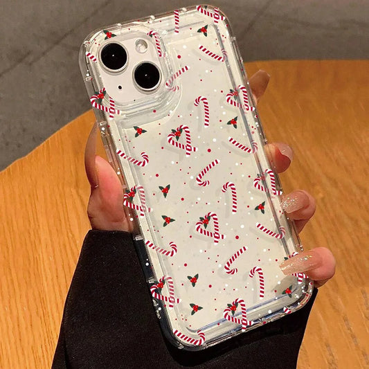 Winter Christmas Graphic Print Clear Case for iPhone 16 15 14 13 12 11 Pro Max Mini 16E XR SE2 7 8 Plus Shockproof Soft Cover