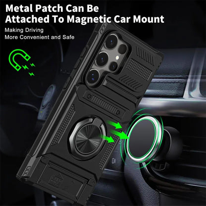 Case For Samsung Galaxy S25 S24 S23 Ultra Plus FE A55 A35 A15 A14 Magnetic Rotated Ring Kickstand Heavy Protection Wallet Cover