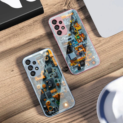 Mechanical device black For Samsung Galaxy S10 4G S20 11E 30 S21 22 S24 Fe Pro S23 S25 Ultra 5G S9 Tempered Glass Phone Case