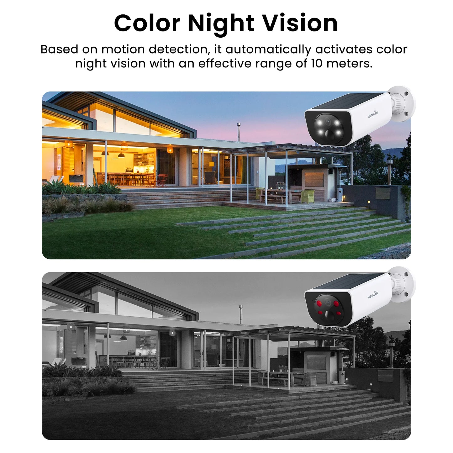 Wansview Outdoor Solar Security Camera with Battery 3MP 2.4G WIFI Camera Battery Cloud Storage Color Night Vision 2-Way Audio