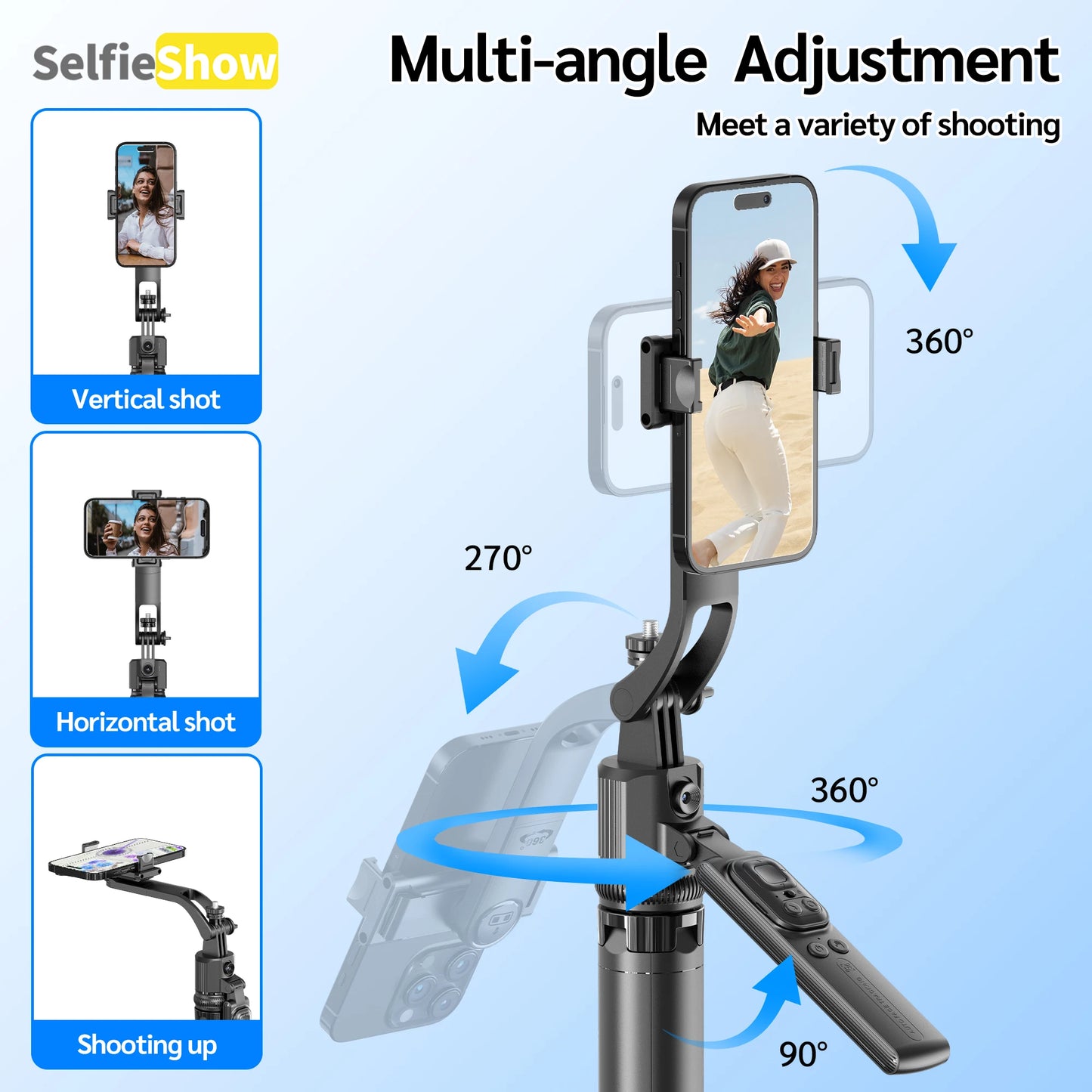 C17 Tripod 360°Auto-Rotation AI Tracking Remote Control Bluetooth Shooting Quadrapod Selfie Stick Stabilizer Optional Fill Light