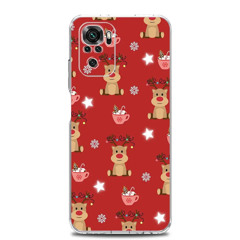 Phone Case For Xiaomi Redmi Note 14 13 12 4G 9S 9 10 11 Pro Plus 5G 14C 13C 12C 10C 9A Clear Soft TPU Cover Cartoon Christmas