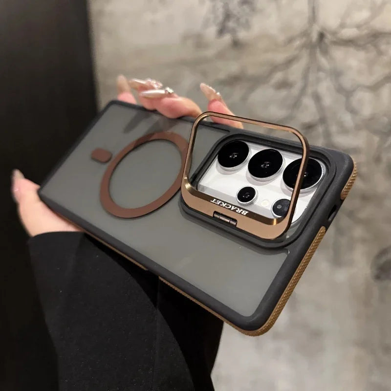 For Magsafe Magnetic Metal Lens Protection Stand Case For  Galaxy Samsung S25 S24 S23  S22 Ultra Plus FE Shockproof Cover Bumper