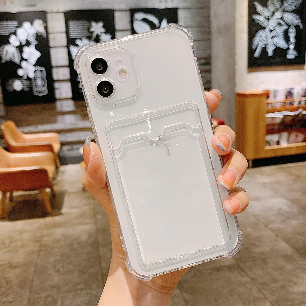 Card Bag Wallet Clear Phone Case For Samsung Galaxy A15 A25 A35 A55 A14 A24 A34 A54 A13 A23 A33 A53 S21 S22 S23 5G Bumper Cover
