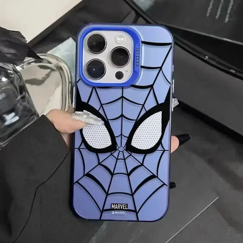 Marvel Superhero Spider-Man Case for iPhone 16 12 13 mini 11 14 15 Pro Max XR 8 Plus Hard Plastic Shockproof Cover for Men Boys
