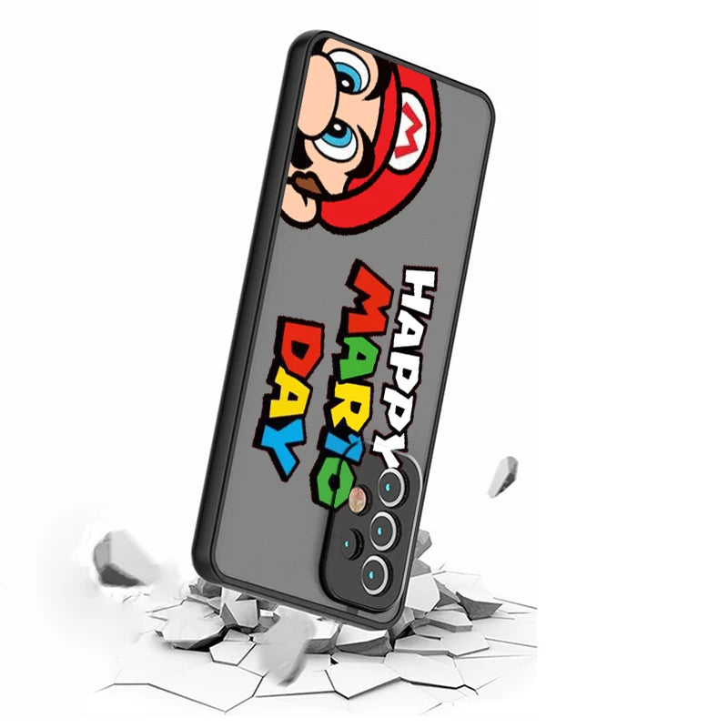 Anime Super M-Mario Cute Art Frosted Translucent For Samsung Note 20 A35 A03 A54 A31 A22 A34 A14 A24 A04 A55 5G Back Phone Case