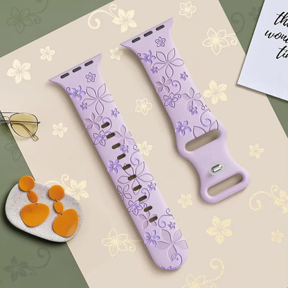 Engraved Strap For Apple Watch Bands 40mm 44mm 41mm 49mm 45mm 38mm 42mm Silicone Bracelet For iwatch Series 9 7 SE 6 5 4 8 Ultra