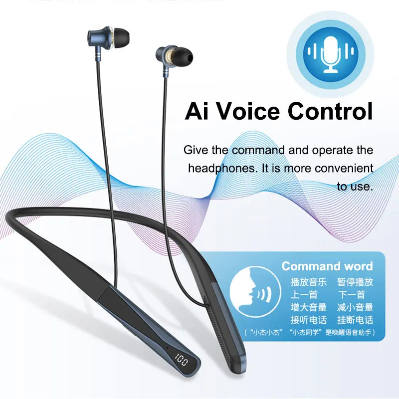 EARDECO Wireless Vibration Headphones Bass Stereo 6.0 Bluetooth Headphone Sport Neckband Bluetooth Earphone with Mic Voice Assis