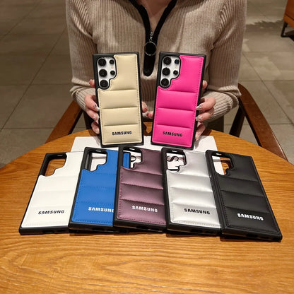 Luxury Down Jackets Air-Bags Silicone Phone Case Samsung Galaxy S25 S24 Ultra S23 S22 Ultra S25 Plus Shockproof Soft TPU  Cover