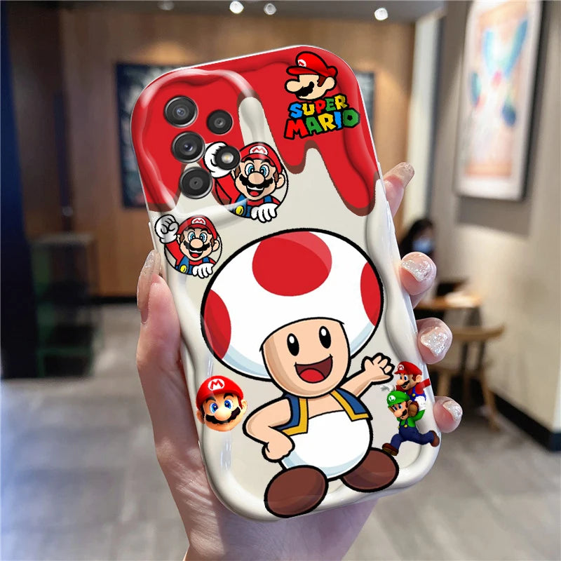 M-Marios Popular Cartoon Art For Samsung A55 A54 A53 A52 A35 A34 A33 A32 A25 A24 A23 A22 A21S A15 A13 A14 5G Wave Oil Funda
