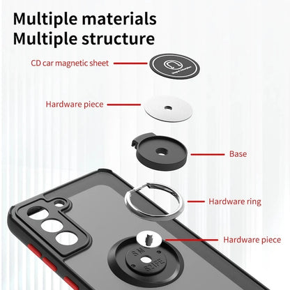 Magnetic Matte Case For Samsung Galaxy S25 S24 S23 S22 S21 S20 Ultra FE 5G S10 S9 Plus Lite Shock Proof Ring Holder Cover Funda