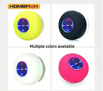 HOMEFISH Portable Waterproof Bluetooth Shower Speaker with RGB Light Suction Cup Wireless Speaker for Bathroom Kitchen Party etc