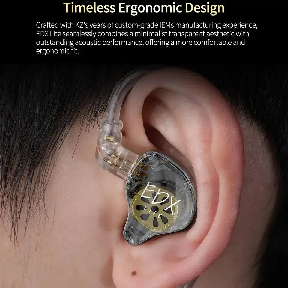 KZ EDX Lite HiFi Monitor Earphones Dynamic Driver In Ear Headphones Noise Cancelling Earbuds Detachable design Wired Headest