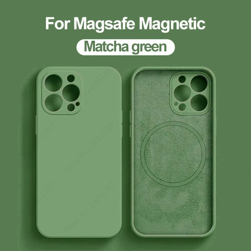 Liquid Silicone For Magsafe Magnetic Case For iPhone 16 15 14 12 11 13 Pro Max 16 Plus Wireless Charging Cover Phone Accessories