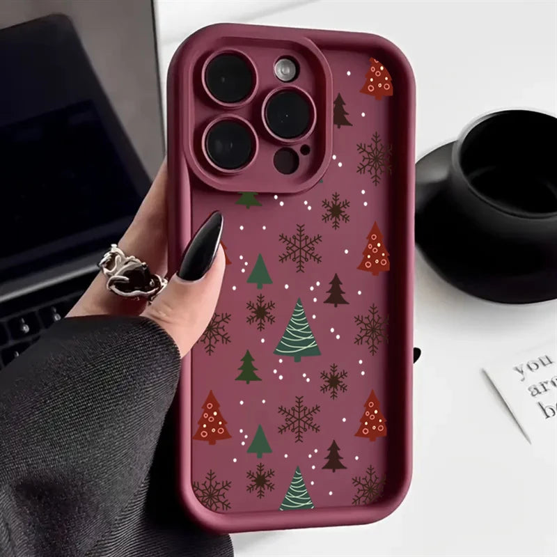 Phone Case For iPhone 17 16 15 14 Pro Max 11 12 13 Pro Max 7 8 Plus XR X XS Max Merry Christmas New Year Gifts Shockproof Cover