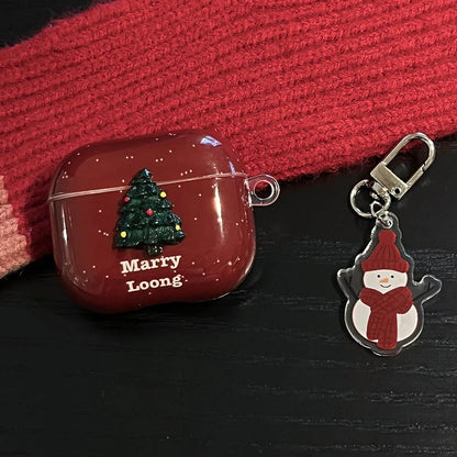Merry Christmas Tree New Year Soft Cover For AirPods 4 ANC AirPods 1 2 3 Pro 2 Protective Case With Snowman Keychain Xmas Gift