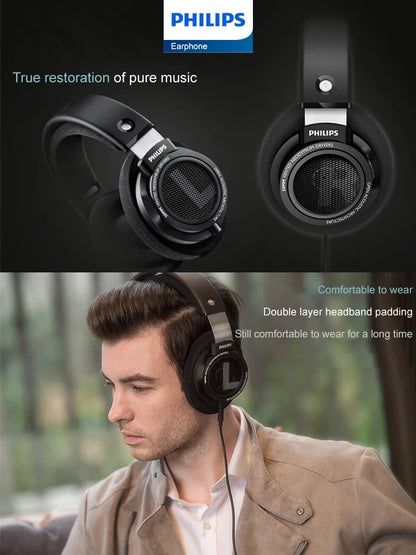 Philips SHP9500 Wired Headphones HiFi Stereo Music Earphone 3.5mm 6.3mm Interface Computer Laptop Mobile Phone Universal Headset
