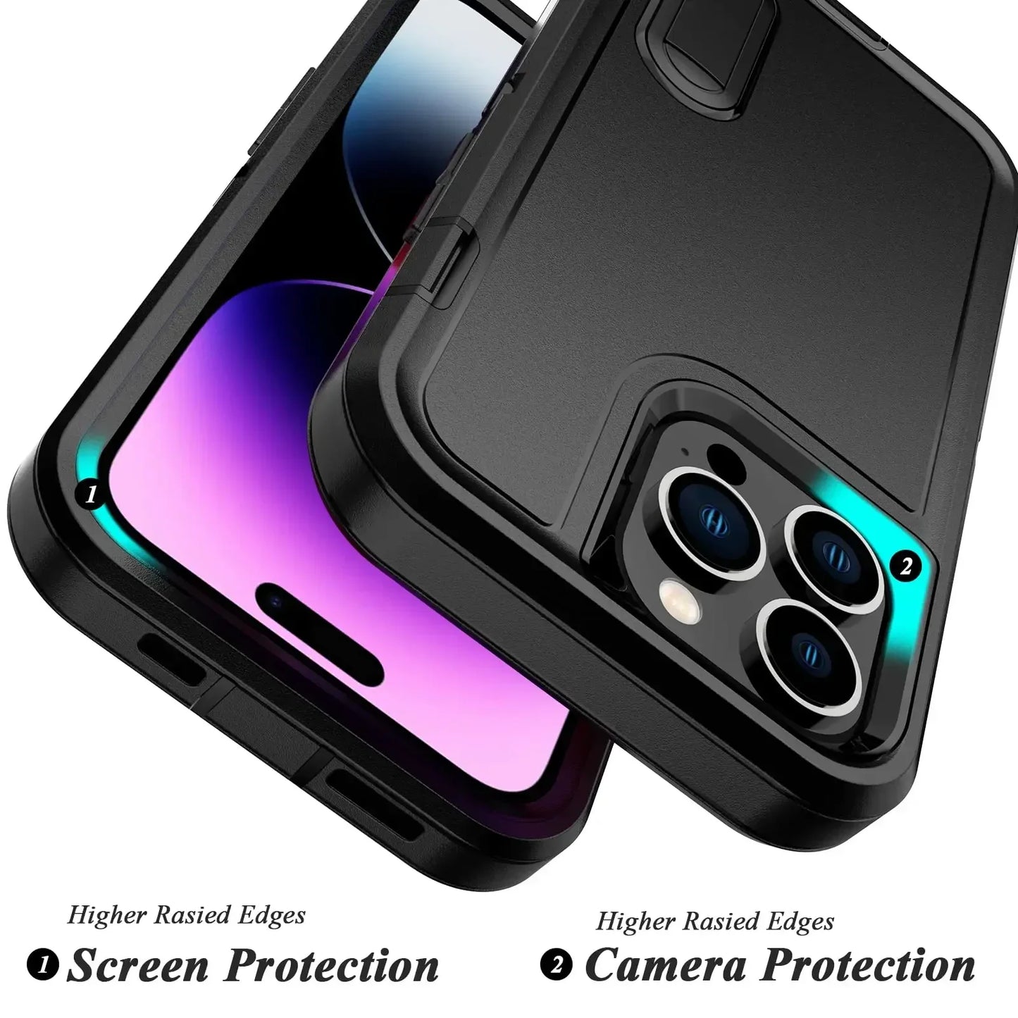 Case For iPhone 16 11 13 12 14 15 Pro Max XS XR 8 Plus Heavy Duty Shockproof Anti-Scratch Rugged Protective with Kickstand Cover