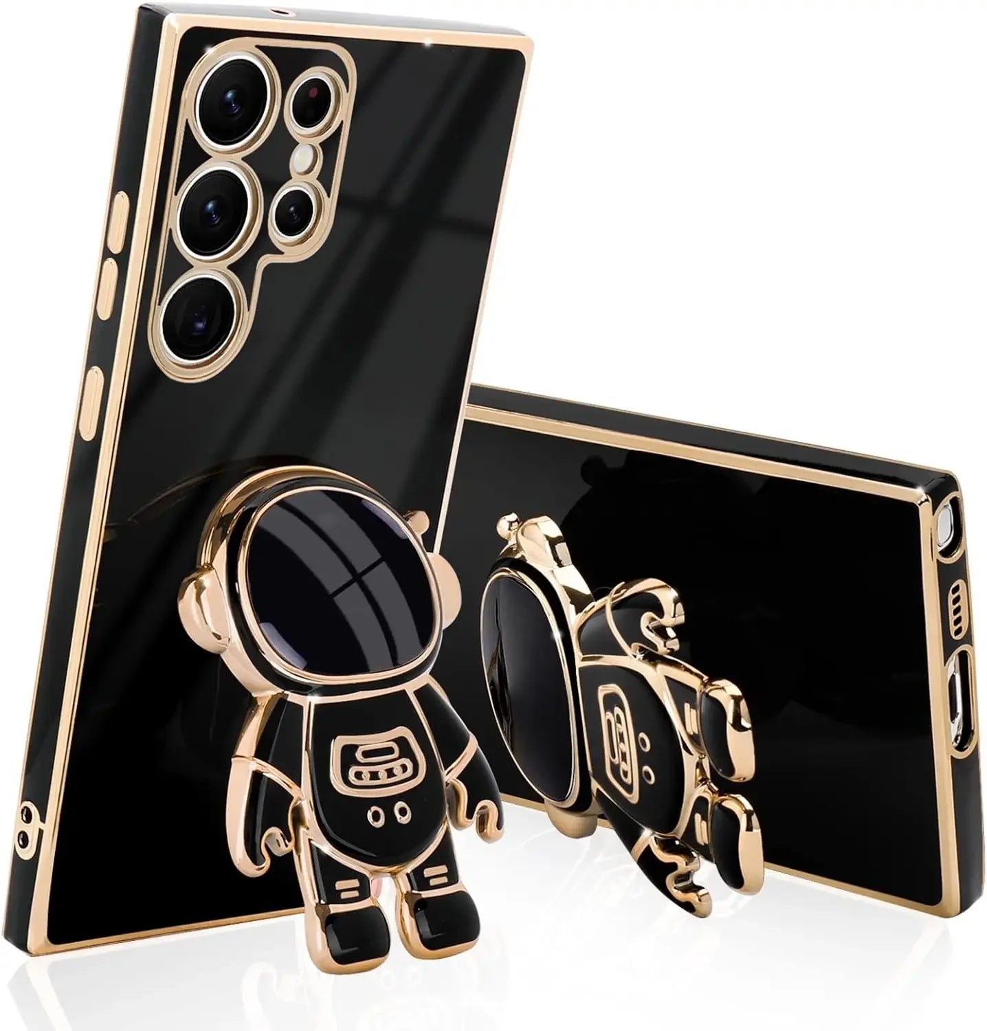 Luxury Astronaut Stand case for Samsung Galaxy S21 S22 S23 S24 S25 FE Ultra Plus Slim Fit Soft Shockproof  Electroplated Cover