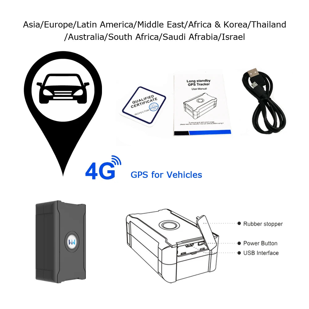 4G LTE GPS Tracker for Vehicles Car Motorcycle Unlimited Distance Tracking Device with Affordable Subscription