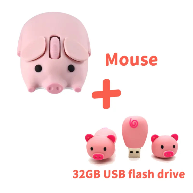 2.4G+ Bluetooth Dual-mode Cute Piggy Design Shape Mouse Optical Ergonomic Silent Mice Laptop Desktop PC Universal For Kid Gifts