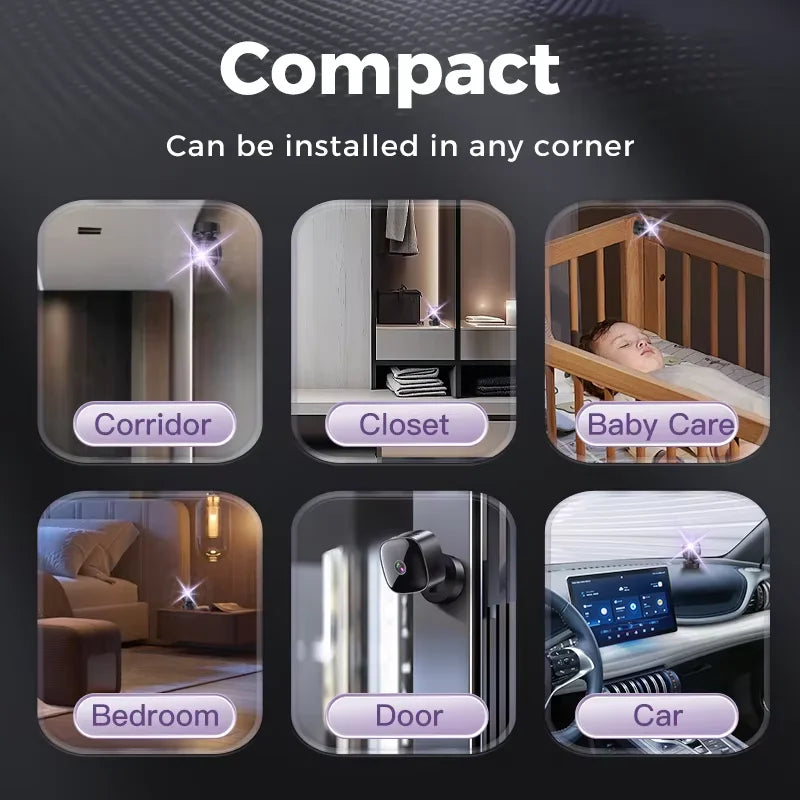 New Security Monitoring High Definition 4K 360° Rotating WiFi Mini Camera No Need for Plug in Night Vision Smart Home Monitoring