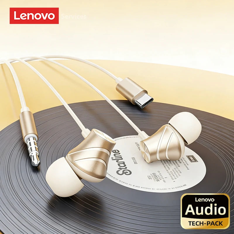 Lenovo Wired Earphone 3.5mm TypeC Semi-in-Earphones For Xiaomi Samsung Huawei Mobile Phones Tablets Desktops Laptops Headphones