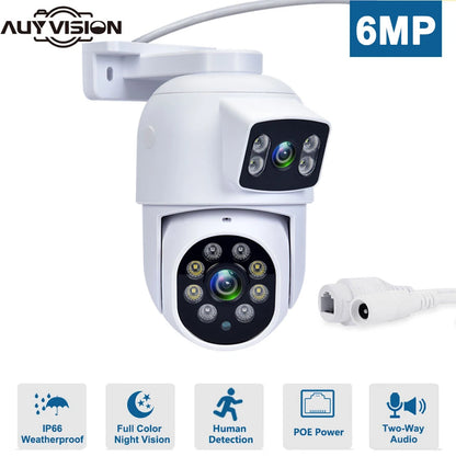 Outdoor Dual Lens 6MP PTZ POE IP Camera CCTV Security Dome Two-Way Audio Color Night Video Surveillance For Nvr System Xmeye
